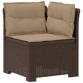 vidaXL 1-Sitzer Garten-Sofa mit Kissen Rattan-Look PP Braun