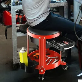 Costway Werkstatthocker, 150 kg belastbar, Rot
