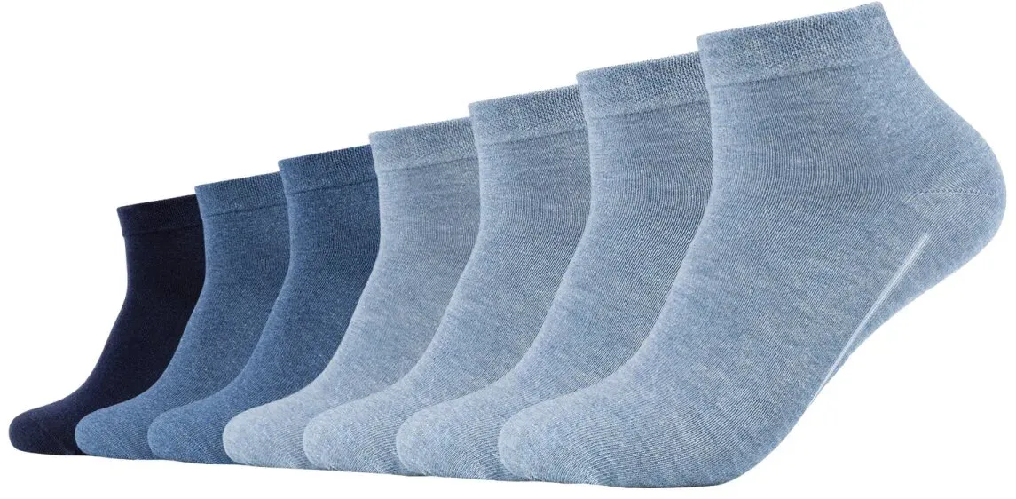 Camano Unisex Socken - Quarter, einfarbig, 7er Pack Blau 43-46