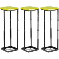 Grizzly Müllsackständer, 3X Mülleimer für gelben Sack mit gelbem Deckel, für Müllsäcke von 25-120 Litern, höhenverstellbares Stecksystem mit Klemmring