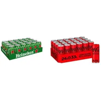 Heineken Pils Bier (24 x 0,33 l Dosen) & Coca-Cola Zero Sugar - koffeinhaltiges Erfrischungsgetränk mit originalem Coca-Cola Geschmack - null Zucker und ohne Kalorien (24 x 330 ml)