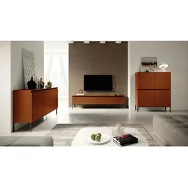 Selsey Highboard 100 x 122 cm Ziegelrot / Schwarz