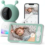 BOIFUN Babyphone mit Kamera 2K/3MP, Intelligentes Nachtlicht, 360 Gard WLAN Video Babyfon mit App, 4×Zoom, Bewegungsverfolgung, IR Nachtsicht, Weinen/Bewegungs/Geräuscherkennung, Temperaturerkennung