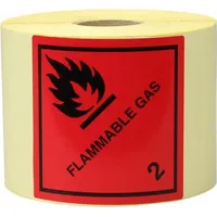 TransPak Etiketten Maße 100x100mm Papier Aufdruck Flammable Gas