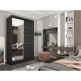 masseno Schwebetürenschrank MIRELLA 120 x 216 x 61 cm Schwarz