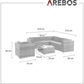 Arebos Polyrattan Gartenmöbel Lounge Porto 6 Pers. | Schwarz, inkl. Sitzkissen