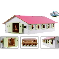 Kids Globe Farming Reiterhof rosa Bauernhof Pferdestall Holz 1:32 mit 9 Boxen