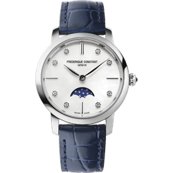 Frederique Constant Classics Slimline Ladies Moonphase FC-206MPWD1S6 - Perlmutter,weiß,blau - 30mm