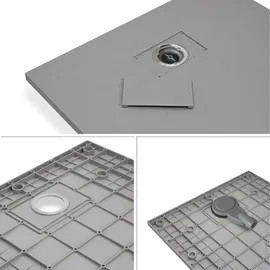 iflair SMC Duschwanne 80x80 cm flach Grau