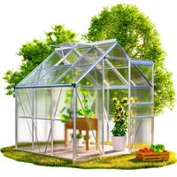 Gardebruk GARDEBRUK® Gewächshaus Aluminium 3,6m2 mit Fundament 190x190cm inkl. Dachfenster