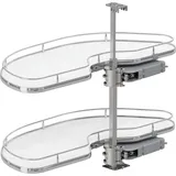 Karussell Eckschrank Cornerstone Maxx Set Planero - Schrankauszug Küche - Moderner Organizer Für Den Eckschrank, Kb 1000mm Fb 500mm Links, Stahl/holz Weiß/chrom - Vauth-sagel