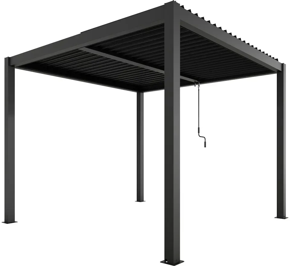 Ximax Lamellendach Pergola Shade freistehend 3x3 m ohne Farbbeleuchtung Dunkelgrau Manuell