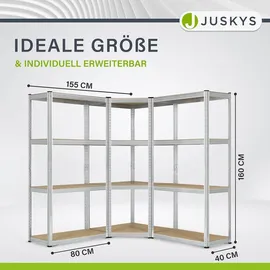 Juskys 3er Regalsystem Easy - 2 Lagerregale - 12 MDF Holz Böden 960kg