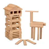 Relaxdays 100Xholzbausteine, Hellbraun, Holz, Rechteckig, 2.5x0.7 cm, unisex, Spielzeug, Kinderspielzeug, Konstruktionsspielzeug