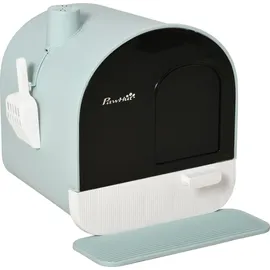 PawHut Katzentoilette mit Haube Toilette für Katzen bis 5 kg, mit Deckel, Katzenstreu Matte, Kunststoff, Grün, 43x44x47cm Aosom