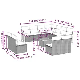 vidaXL Gartensofa-Set 12-tlg. schwarz