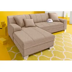 Ecksofa INOSIGN "Turah incl. Zierkissen, moderne Steppung, auch in Leder", beige (natur), B:239cm H:75cm T:82cm, Sofas, wahlweise mit Bettfunktion, Schlafsofa, B/T/H: 239/152/75 cm, L-Form, Topseller