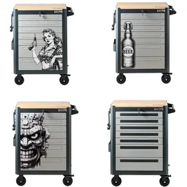 Trutzholm Werkstattwagen 99x82 cm Werkzeugwagen 7 Schubladen mit Holzplatte Einlassgriffe