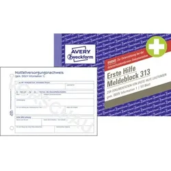 313 Erste Hilfe Meldeblock, A6 quer, 50 Originale, 50 Blatt