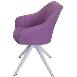 Mendler 6er-Set Esszimmerstuhl HWC-K27, Küchenstuhl Stuhl mit Armlehne, drehbar Stoff/Textil ~ lila