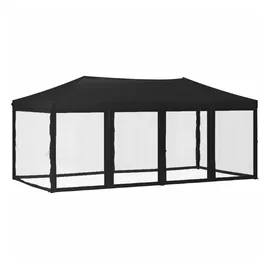 vidaXL Partyzelt Faltbar mit Mesh-Seitenwänden Schwarz 3x6 m