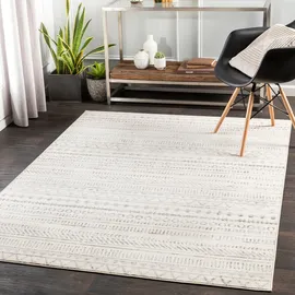 livabliss Madrid Wohnzimmer, Boho großer Schlafzimmer 150x213 cm für Esszimmer, mit geometrischem Muster, Skandinavischer Wohnzimmer modern in Elfenbein und Hellgrau