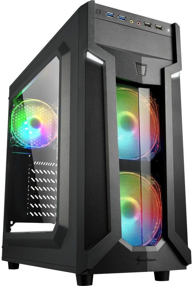 Sharkoon PC-Gehäuse Sharkoon VG6-W RGB, Tower-Gehäuse, (Seitenteil aus schwarz