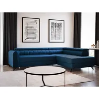 silape Ecksofa Alice mit Schlaffunktion und Bettkasten, Wohnlandschaft mit einstellbare Kopfstützen, Couch, Sofa, Bettsofa, Schlafsofa (Blau (Kronos 09),... - Dunkelblau