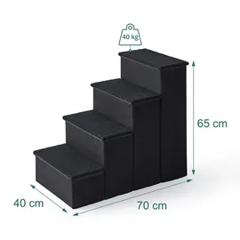 Relaxdays Faltbare Hundetreppe mit Stauraum Schwarz L