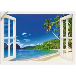 Wandbild ARTLAND "Fensterblick Paradies", weiß (farbe bild(er): weiß), B:70cm H:50cm, Bilder, als Alubild, Outdoorbild, Leinwandbild, Poster, Wandaufkleber