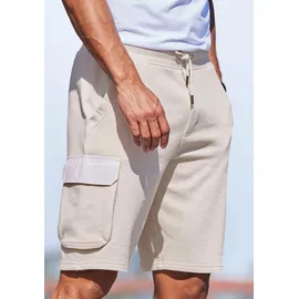 AUTHENTIC LE JOGGER "kurze Sweathose", Herren, Gr. M (48/50), N-Gr, beige (creme), Sweatware, Obermaterial: 60% Baumwolle, 40% Polyester, unifarben, regular fit ca. Mitte Knie, Hosen Sweatshorts, Cargotaschen mit Webdetails, Topseller