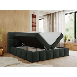 MKS Meble Boxspringbett, Doppelbett NIRA mit dekorativem Kopfteil, Multipocket-Matratze und Topper, Polsterbett mit Bettkästen - 180 x 200 cm - H3... - Grau