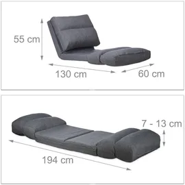 Relaxdays Relaxliege 130 x 60 x 55 cm Anthrazit
