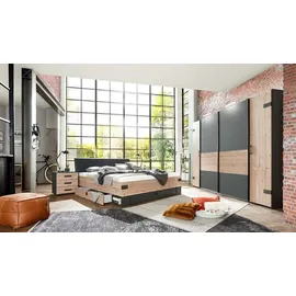 WIMEX Schwebetürenschrank Stockholm 270 x 208 x 65 cm Grau/Schwarz/Silber