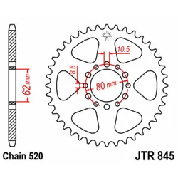 JT SPROCKETS Standard-Stahlkrone 845 - 520