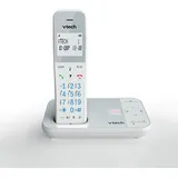 VTech XS1050 DECT Telefon Schnurlos Schnurlostelefon mit Anrufbeantworter, Anrufererkennung/Anklopffunktion Lautstärkeverstärker Freisprechfunktion-Anrufschutz Anrufersperre,Weiß