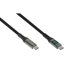 Good Connections 2213-D010S USB 2.0 Lade- und Datenkabel (100W) mit Digitalanzeige, USB-CTM Stecker an USB-CTM Stecker, schwarz, 1m