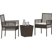 vidaXL Garten Bistro Set 3 pcs Braun Poly Rattan