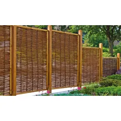 Weidenzäune Premium – Sichtschutzzaun aus geflochtenen Weidenruten mit verdichtetem Geflecht und stabilen Holzrahmen für naturnahe Gartengestaltung