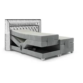 DB-Möbel Boxspringbett Elektrisch Bett ELON 160x200cm in Stoff Fresh Dunkelgrau - Grau