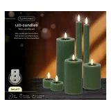 Lumineo LED Wachskerzen 7er-Set, batteriebetrieben in Grün | Gr.: onesize