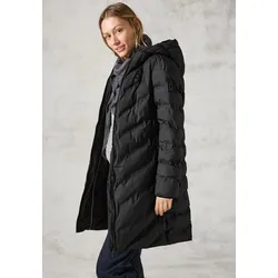 Langmantel CECIL, Damen, Gr. XL (44), schwarz, Web, Obermaterial: 100% Polyester, casual, regular fit ca. Mitte Oberschenkel, Langarm angesetztes Bündchen, Mäntel, mit Schweißnähten