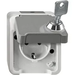 Merten MEG2422-8029 SCHUKO-Steckdose, abschließbar mit verschiedenen Schließungen, lichtgrau, AQUASTAR MEG24228029