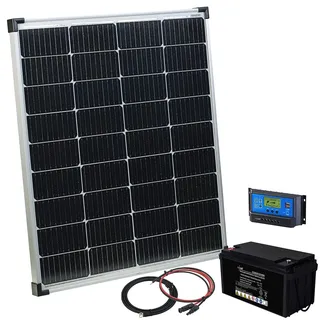 Revolt Solaranlagen-Set: PWM-Laderegler, 110-W-Solarpanel und 80-Ah-Akku
