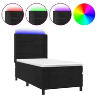 VidaXL Boxspringbett mit Matratze & LED Schwarz 100x200 cm