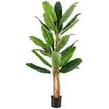 Costway 195 cm Kunstpflanze Tropische Palme mit Stabilem 27 Blättern