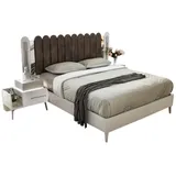 JVmoebel Schlafzimmer-Set Schlafzimmer Garnitur Bett Nachttische Doppelbett Weiß Set 3tlg Möbel, (3-tlg., Set 3tlg Schlafzimmer (Bett + 2x Nachttische), Made in Europa weiß