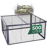 Novatool Garten-Komposter Metall 100x100x50 cm + Deckel oder Boden, mit erweiterbarem Stecksytem, pulverbeschichteter Metallkomposter mit 500 Liter