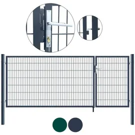 Home Deluxe Doppelflügel Gartentor 350 x 140 cm Grün/Stahl