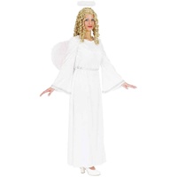narrenkiste O9010-44-46 weiß-Silber Engel Kostüm Engelchen Kleid lang Gr.44-46